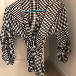 Front tie checkered top